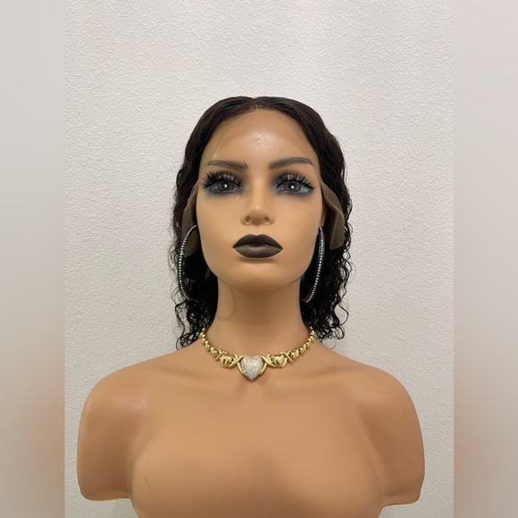 Bob Cut 10” Deep Wave Virgin Human Hair 13x4 Full Frontal Lace Wig - Picture 10 of 10